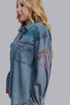 Giddy Up Embroidery Denim Button Down