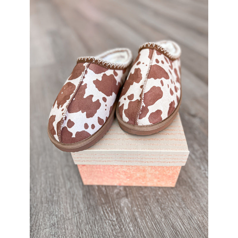 Cow Print Mini Mule Slippers