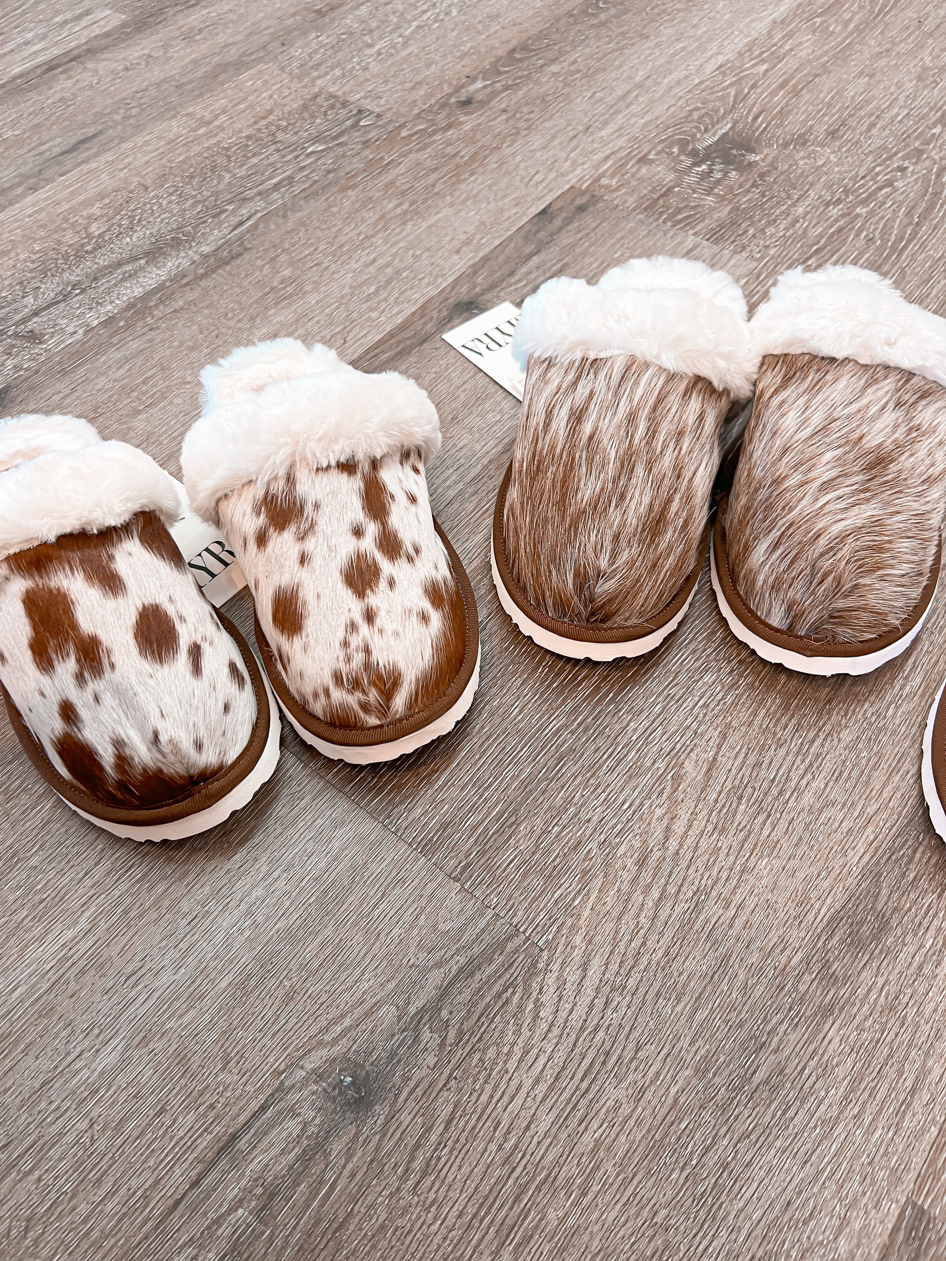 Brown Cowhide Slippers