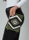 Olive, White & Black Aztec Wristlet